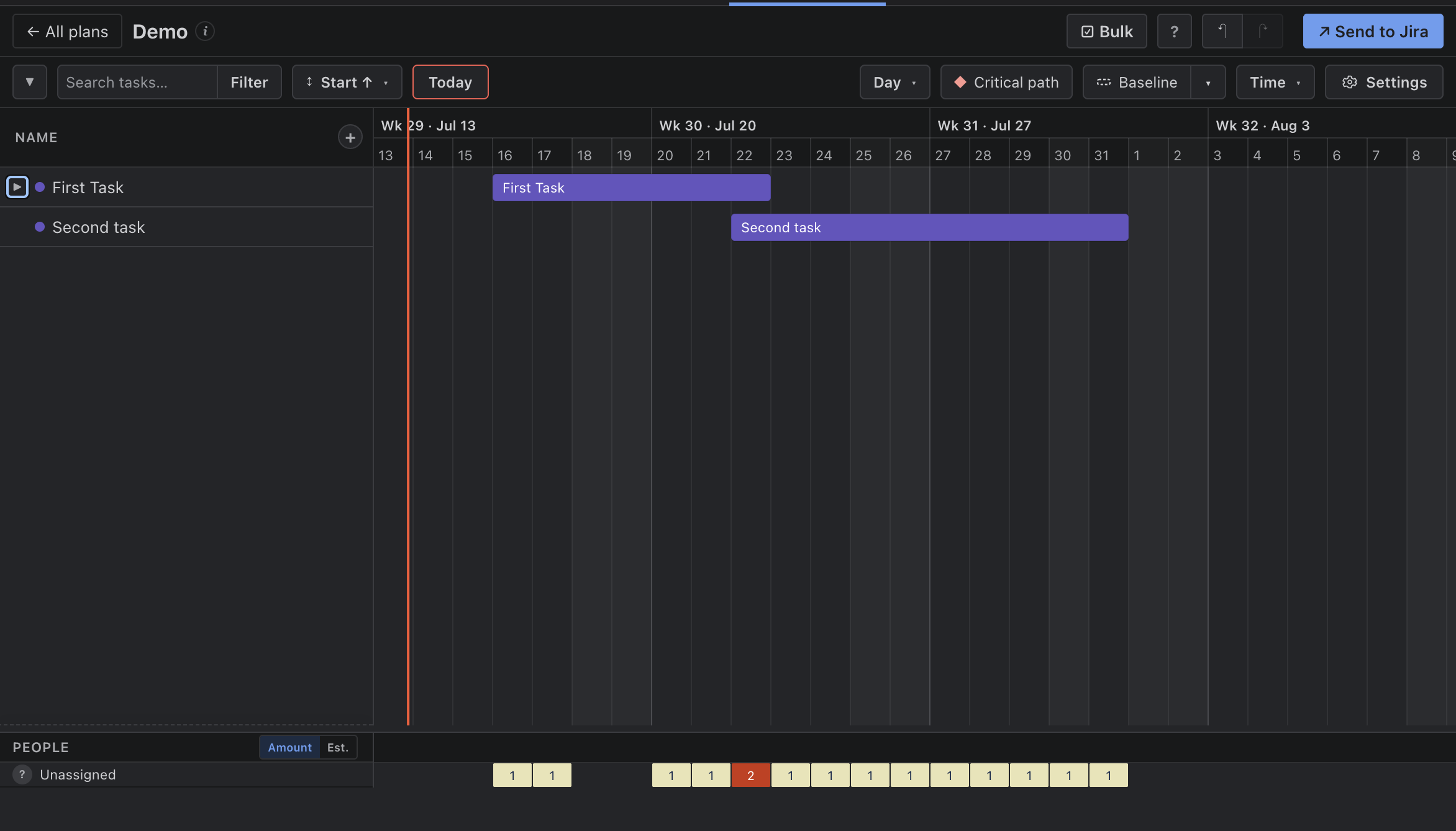 Timeline with weekends and holidays excluded — show only working days