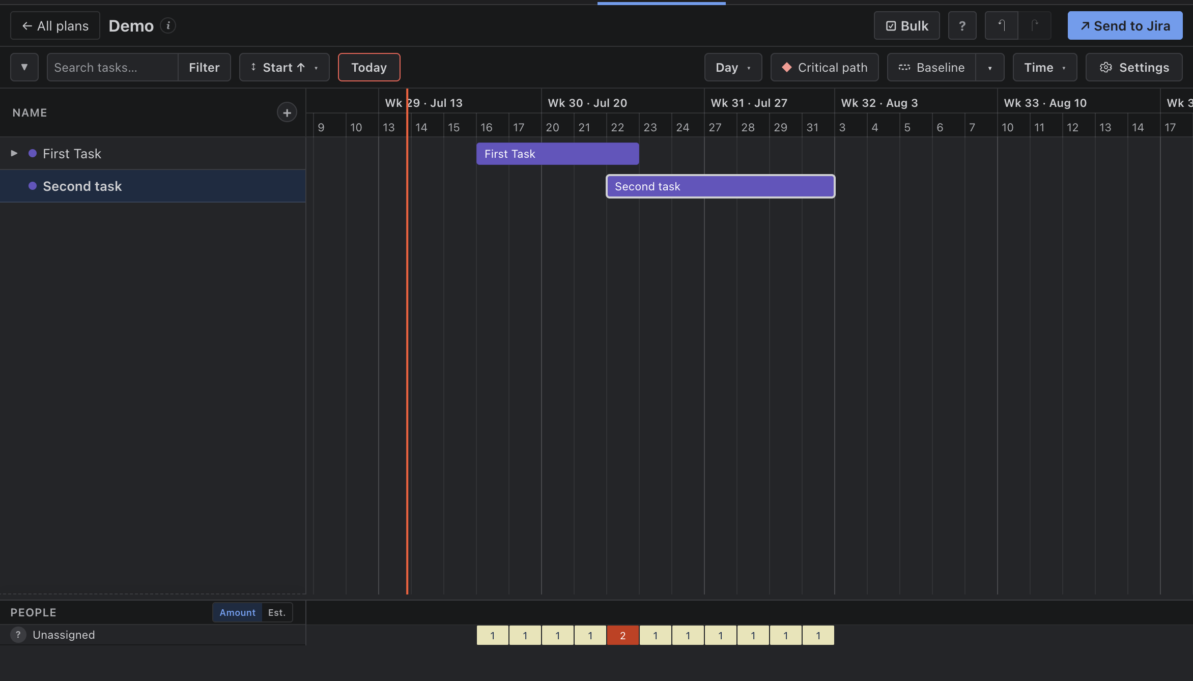 Compact timeline — only working days visible